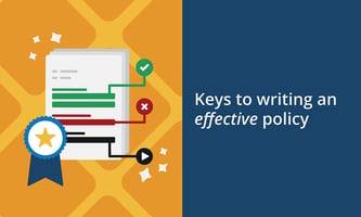 Illustration of a policy that has a ribbon on it, indicating that it's well-written